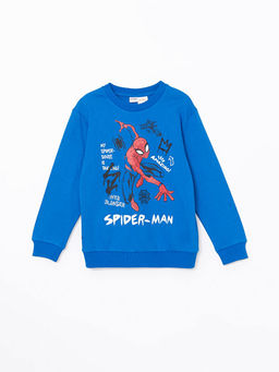 Bisiklet Yaka Spiderman Bask?l? Erkek ?ocuk Sweatshirt