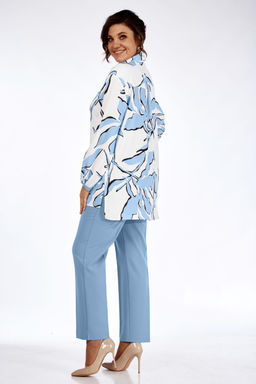 Блуза Элль стиль 2264/1а белый/голубой принт  фото 3