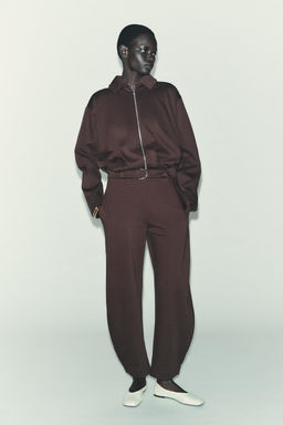 PLEATED FLEECE BOMBER JACKET
