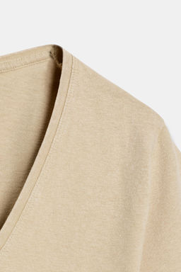 CAMISETA ALGOD?N MANGA CORTA / Beige claro