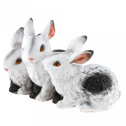 Скульптура-фигура для сада из полистоуна "Зайчата трио" h15см (Россия)