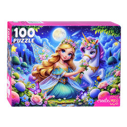 Пазлы 100 "Прекрасная принцесса и Единорог"