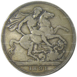 Монета 1 крона 1891 года Великобритания