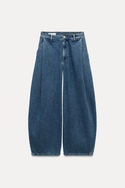 TRF LOW-RISE JEANS WITH PLEATS - Zara фото 3