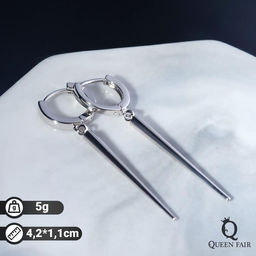 Серьги металл Шипы удлинённые, цвет серебро