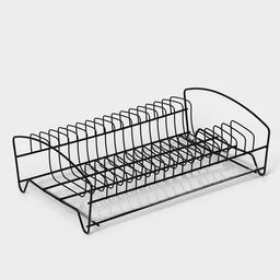 Сушилка для посуды с поддоном, 38×24.5×12.4 см, чёрный