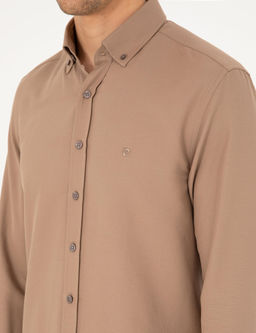 A__k Kahverengi Slim Fit Uzun Kollu G_mlek