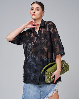 Рубашка ажурная черная - Sahar art lab фото 4