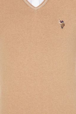 U. S. Polo Assn Мужской базовый свитер светло-коричневого меланжевого цвета - U.s. polo assn фото 6