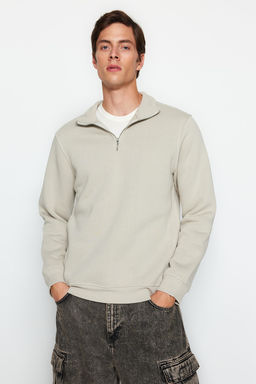 Tas Regular/Normal Kesim Dik Yaka Fermuarl? Pamuklu Basic Ici Polarl? Sweatshirt TMNAW24SW00041