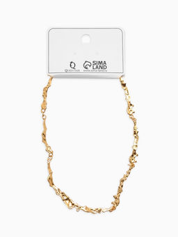 Колье Мятое тонкое, 35 см, цвет золото