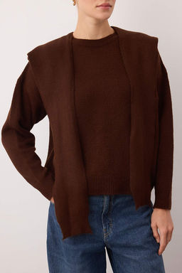 Ozel Koleksiyon Lacivert Yumusak Dokulu Genis Kal?p Sall? Triko Kazak TWOAW26KZ00166 - Trendyolmilla фото 15