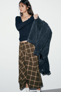 RUFFLE CHECK MIDI SKIRT - Zara фото 6