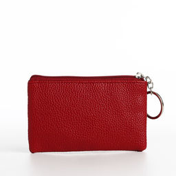 Ключница-кошелёк на молнии, с кольцом, размер 12×1×7.5 см, красная