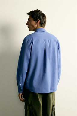 CAMISA RELAXED FIT RAYAS / Azul?n