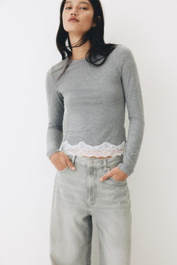 Top de punto con ribete de encaje - H&m фото 3
