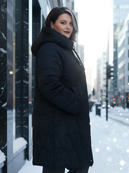 Пальто зимнее утепленное женское большого размера черного цвета 7699Ch - Visdeer фото 25