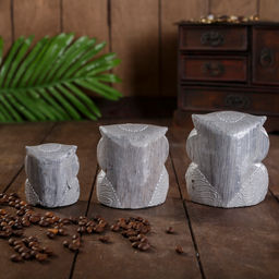 Сувенирный набор «Совы серые пятнистые», 6×19×8 см, дерево