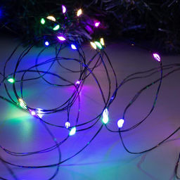 Гирлянда Нить 10 м роса, IP20, чёрная нить, 100 LED, свечение мульти, 12 В - Luazon lighting фото 3