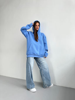 Толстовка женская из футера 3-х нитки петля туманно-голубой