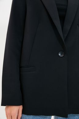 Siyah Regular Astar Detayl? Dokuma Blazer Ceket TWOAW20CE0316