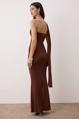 Kahverengi Orme Astarl? Maxi S?k Abiye Gece Mezuniyet Elbisesi TPRAW26EL00148 - Trendyolmilla фото 4
