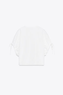 COTTON T-SHIRT WITH TIES - Zara фото 6