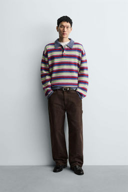 STRIPED JACQUARD KNIT POLO SHIRT
