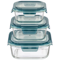 Набор 3 квадратных контейнеров 520 мл, 800 мл, 1,2 л с пластик. крышк. с защел., с сил.уплотн