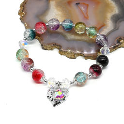 Браслет из сахарного кварца "Сердце" шарик 10мм, цв.ассорти