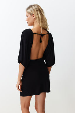 TRENDYOLMILLA Siyah Vucuda Oturan Mini Orme Buzgulu Plaj Elbisesi TBESS24EL00109 фото 7