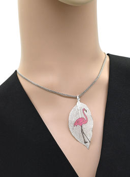 Подвеска Лист 28*60мм Фламинго