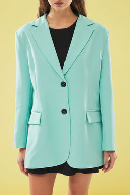 Turkuaz Ekstra Oversize Dokuma Blazer Ceket TWOAW24BC00107