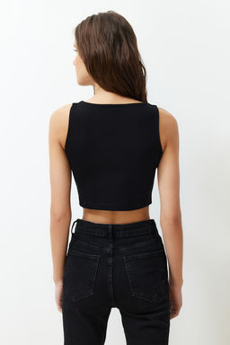 TRENDYOLMILLA Beyaz Duz Slim Kare Yaka Super Crop Orme Atlet TWOSS24AL00031  фото 6