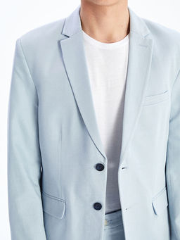 Standart Kal?p Keten Kar???ml? Erkek Blazer Ceket