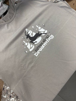 Костюм женский кулирка с брюками "ЗИМНИЙ ЛЕС" СЕРЫЙ С ДЕФЕКТОМ