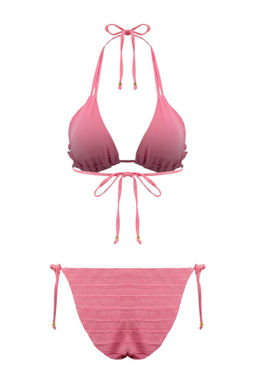 Pembe Dokulu Ucgen Kapl? F?rf?rl? Dusuk Bel Brazilian Bikini Tak?m? TBESS26BT00032