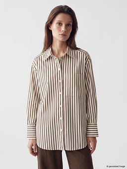 ?izgili Oversize Poplin Kad?n G?mlek Tunik