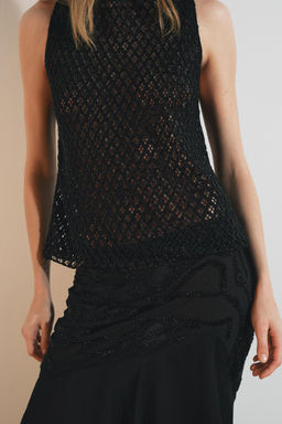 TEXTURED LACE KNIT BEADED TOP - Zara фото 9