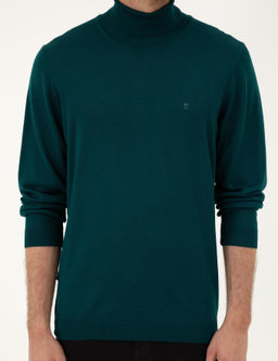 Ye_il Slim Fit Bal_k__ Yaka Y_n Kar___ml_ Basic Triko Kazak - Pierre cardin фото 6