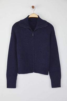 Wardrobe Essentials Lacivert Yumusak Dokulu Genis Kal?p Fermuarl? Triko H?rka | TWOAW26HI00092
