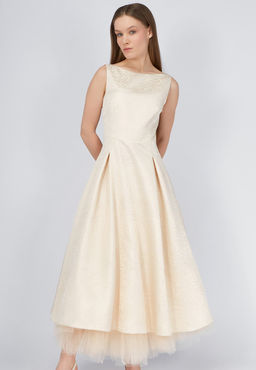 Платье из жаккарда OD-939-1 сливочный