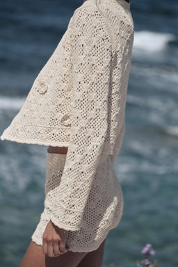 CHAQUETA PUNTO POINTELLE FLORES / Beige claro - Zara фото 3