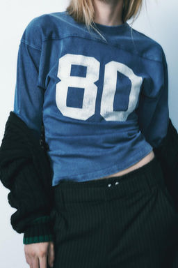 VARSITY WASHED EFFECT T-SHIRT - Zara фото 3