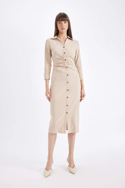 Бенгалинское платье миди с короткими рукавами - Defacto фото 3