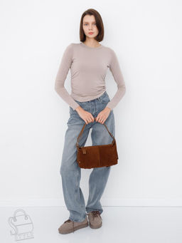 Сумка женская кожаная 6148QF brown Polina&Eiterou