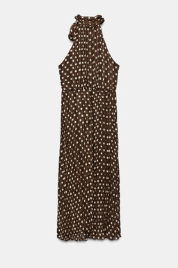 VESTIDO MIDI LUNARES LAZO / Marr?n / Crudo - Zara фото 9