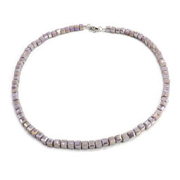 Бусы чокер Кубик хрусталь Лиловый перламутр 4мм-38см алмазная огранка