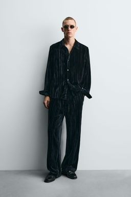 PLEATED VELVET OVERSHIRT