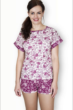 Пижама с шортами (00305, бордо) - Плиона фото 2